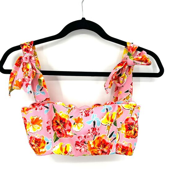 AGUA BENDITA Revolve Pink Floral Rhea Smocked Feminine Girly Crop Top Size XS - Picture 4 of 6